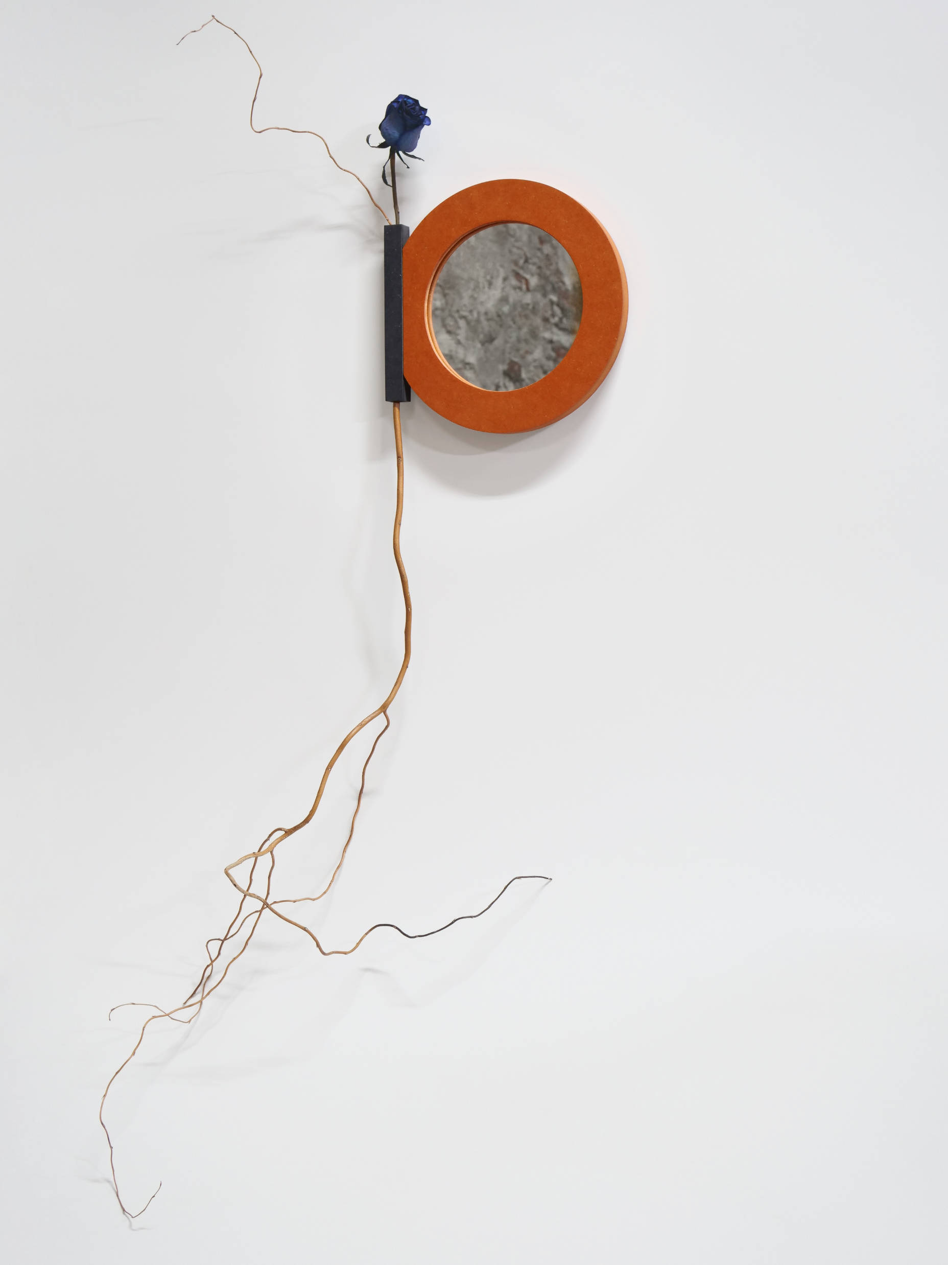 Design-Wandspiegel Oneida - Orange 4 Runder Spiegel mit Blumenhalter